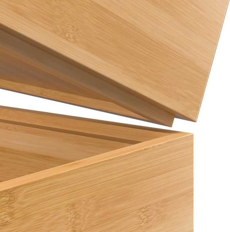 VeyFey Bamboo Drawer Organizer, Stackable Utensil Organizer for Kitchen, Bamboo Storage Box Wood Silverware Tray for Drawer 15" x 6" x 2" Set of 2 - Image 5